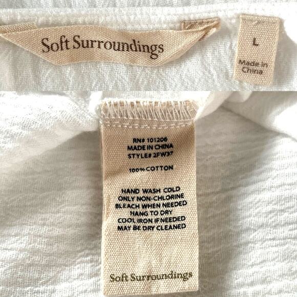 Soft Surroundings Siesta Key Tunic White Large Gauze Layered - Picture 6 of 13